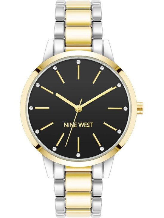 Women\'s Silver Black Analog Quartz Crystal Accented Bracelet Round Classic Watch main image 4